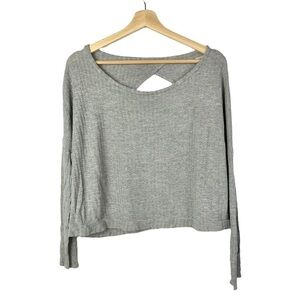 Chaser Light Gray‎ Waffle Knit Open Back Long Sleeve M